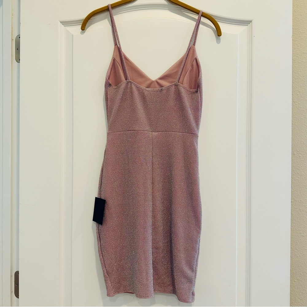 Lulus Forever Your Girl Metallic Blush Pink Bodycon Homecoming Dress Small NWT - Picture 8 of 10